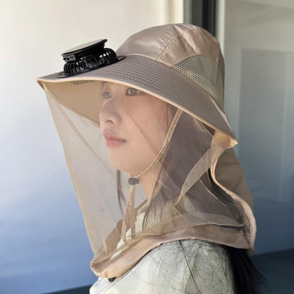 

Mosquito-proof Solar Powered Fan Hat Breathable USB Charging Hat for 3.7V 300mAh Hiking хакі