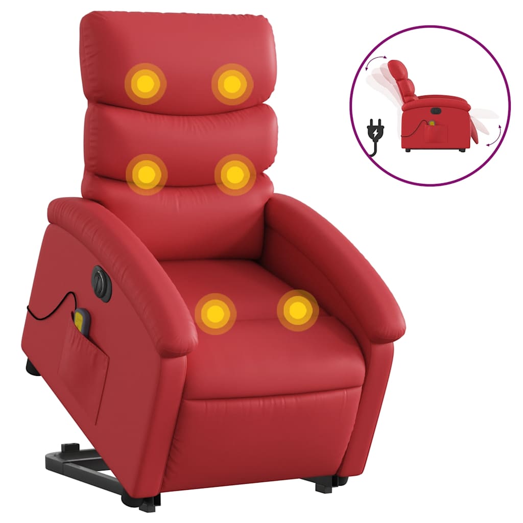 Reclining Electric Red Lift-Up Armchair with Massage