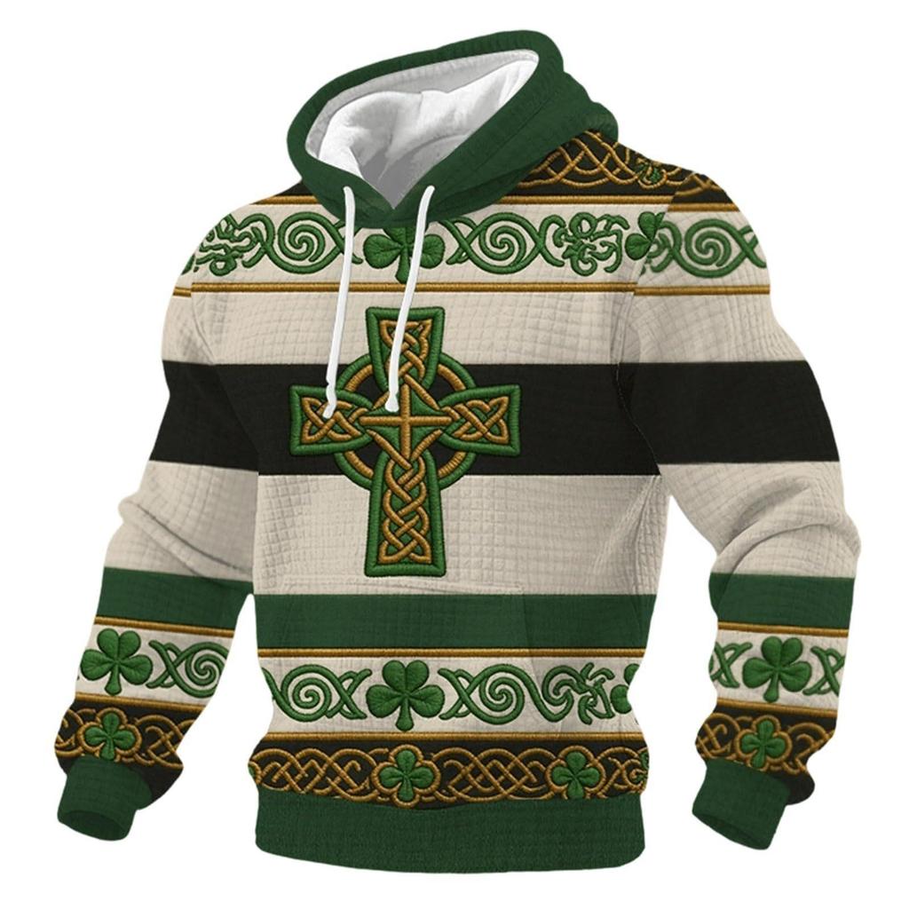 Men Irish  Casual  Graphic  Knit Pullover Casual Shirt Holiday Outfit