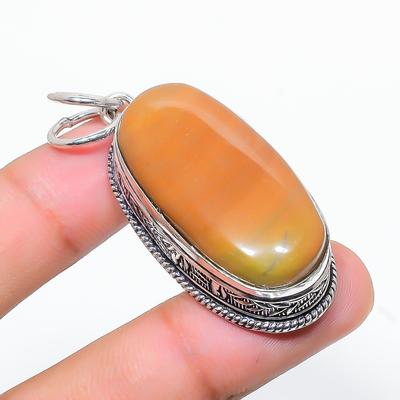 Natural Polychrome Jasper Gemstone 925 Sterling Silver Pendant 2.17" I3z30