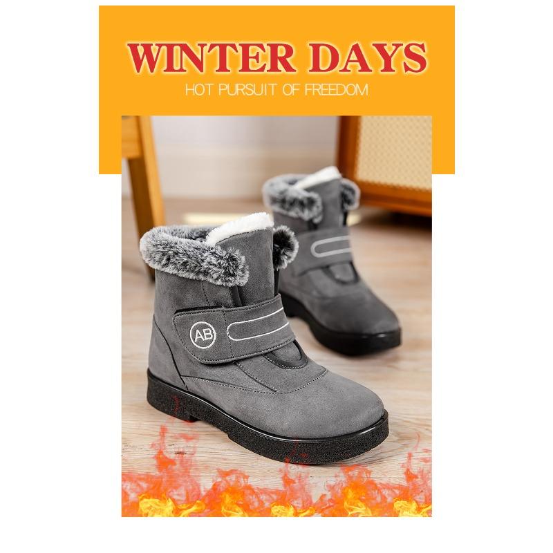 Women's High-Top Thermal Snow Boots with Velcro Fastening Fleece-Lined Women's Boots Casual Women's Shoes Autumn Style