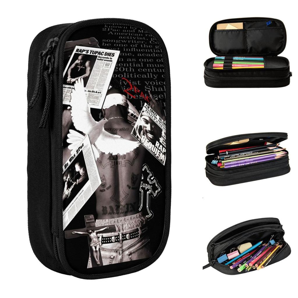 Tupacs 2pac Hip Hop Pencil Cases Lovely Pen Box Bags Kids Large Storage School Supplies Gifts Pencilcases