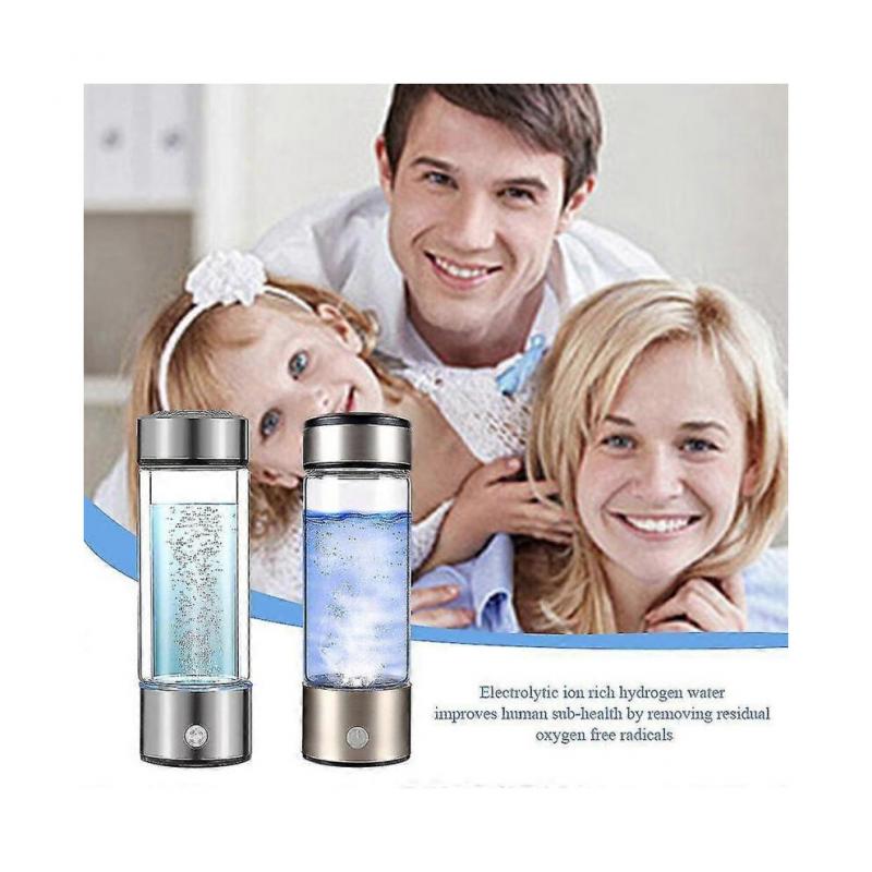 (Silver)Glass Rich Hydrogen Water Cup Large-Capacity Sports Water Bottle for Camping Hiking