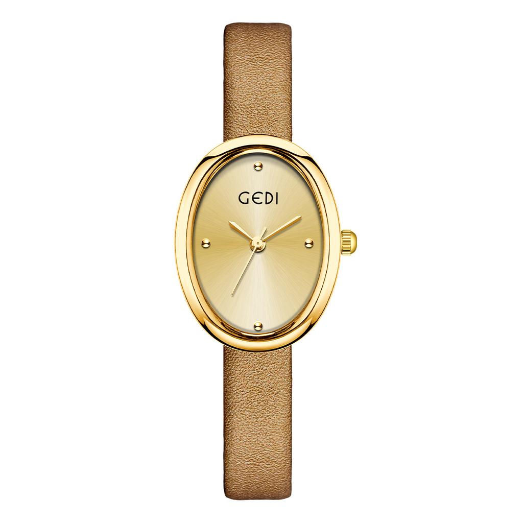 Vintage Niche Design Sense Oval Women'S Watch Small And Simple High Sense Student Belt Quartz Watch