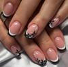European & American Nail Art: French Floral Reusable Nail Extensions