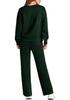 2026 Women's Fall/Winter Long Knitted Two-Piece Set with Long Sleeve Top and Wide-Leg Lace-Up Pocket Pants