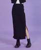KOLEAT [Fleece-Lined Ver.] Knit Ribbed Maxi Slit Long Skirt [Black] Mx Long Skirt Ver.
