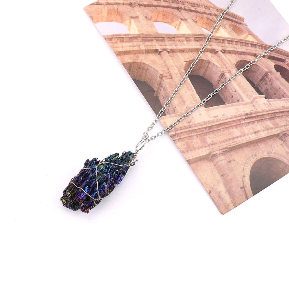 Handmade Wire-Wrapped Colorful Gemstone Pendant Necklace (N724)