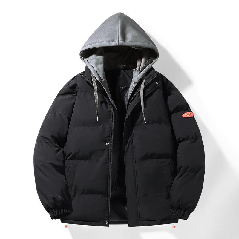 Unisex Autumn-Winter Hooded Puffer Jacket: Cozy Hong Kong Style Two-Piece Look