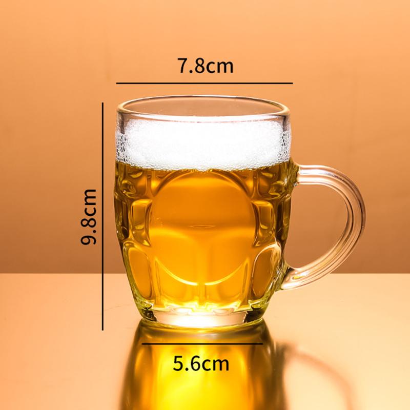 260ml Beer Mugs Glass Cup for Bar Household Restaurant Creative Glasses Drinking with Handle Whiskey Glass Transparent Juice Cup