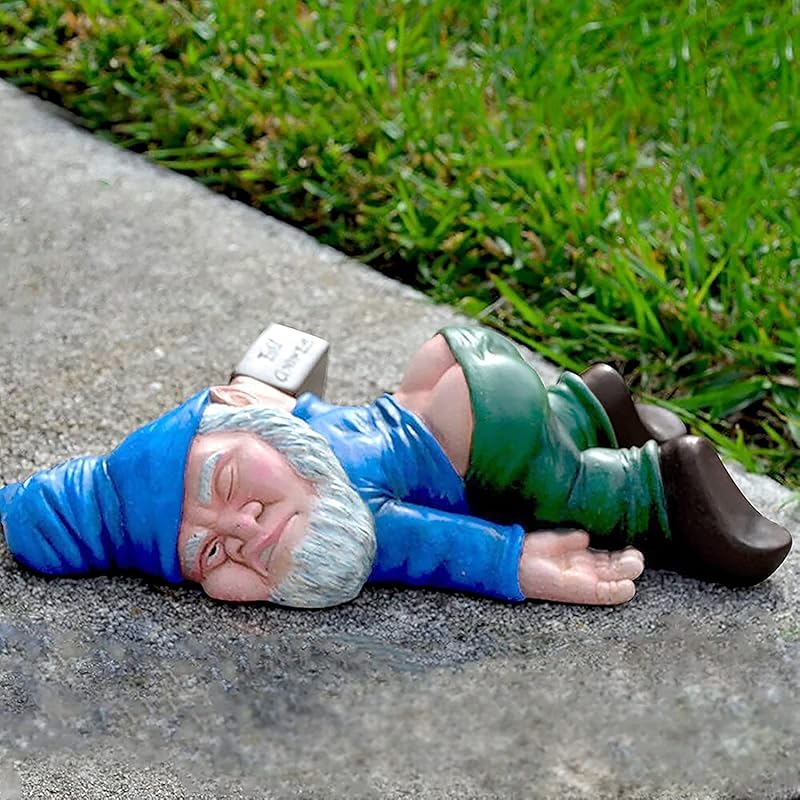 Large 9.5 Inch Funny Drunk Gnome Garden Decor, Creative Garden Gnomes Outdoor Patio Decor, Resin Statues Gift, Yard Decorations Outdoor Decorations