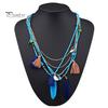Women's Boho Ethnic Style Feathers Tassels Beads Multi-layer Chain Necklace