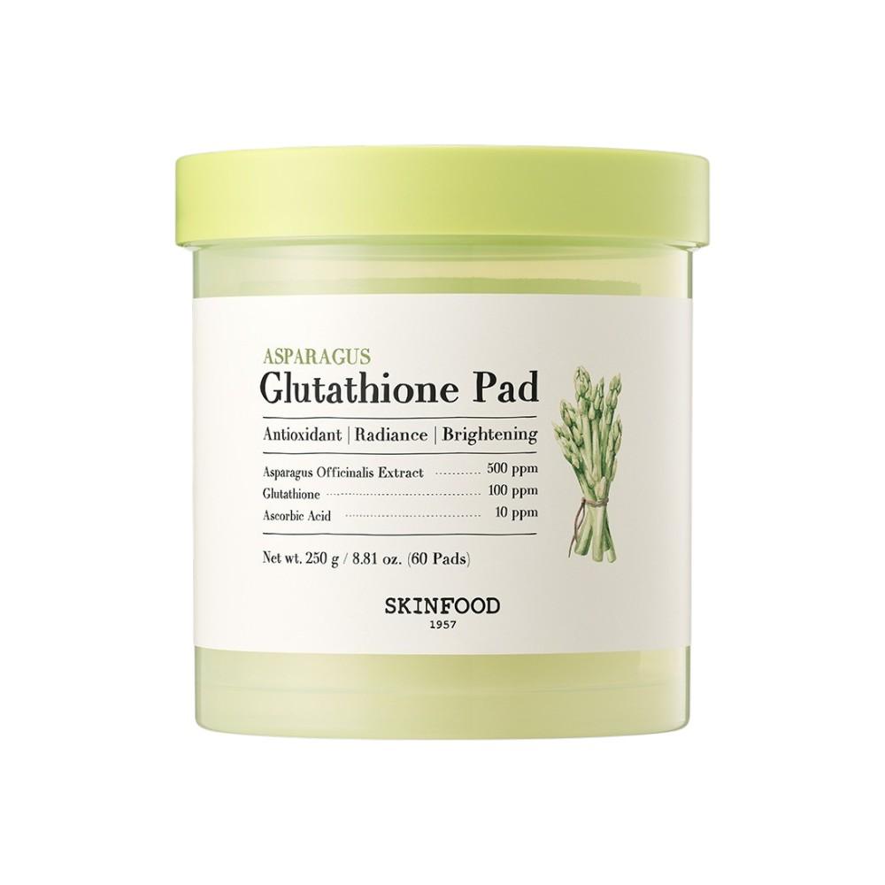 SKINFOOD Asparagus Glutathione Pad 250g (60 Sheets) - Brightening & Antioxidant Toner Pad - Radiant Korean Skincare