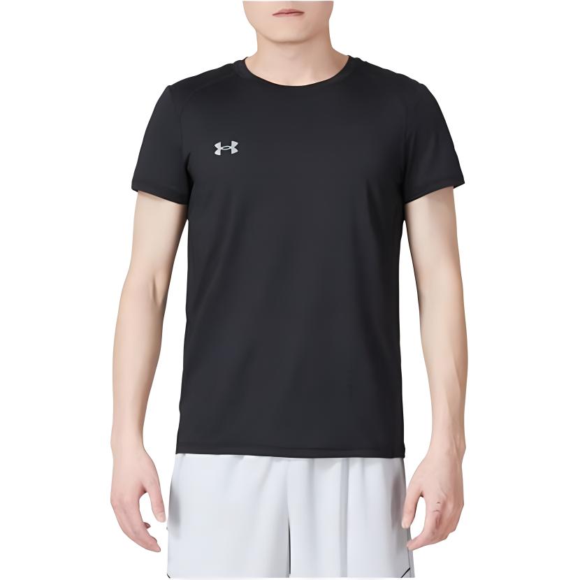 Under Armour Solid Color Running Casual Round Neck Breathable Short Sleeve T-Shirt Men Tops Black 23500506-001