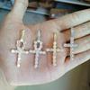CN019 Hip Hop Anha Cross Pendant with Cuban Chain Brass Setting CZ Stones Necklace Jewelry for Men and Women