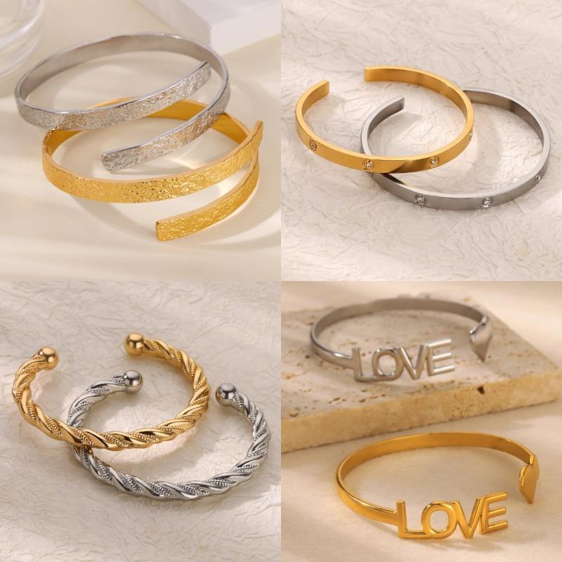 Fashion Jewelry Stainless Steel K Gold Plated Stainless Steel Butterfly Opening Bracelet Opening Light Luxury Premium