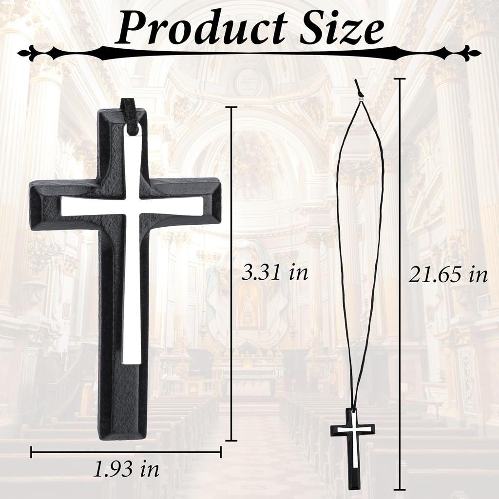 Cross for Car Mirror Hanging, Wood Cross Charms for Rear View Mirror, Car Hanging Ornament, Christian Accessories for Cars, Truck, Home Decor (Black)