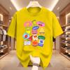 Summer Unisexs Fruit Stickers Graphic Print Tshirt Streetwear Oversized Loose Casual Short Sleeve Suitable For All Seasons Tops
