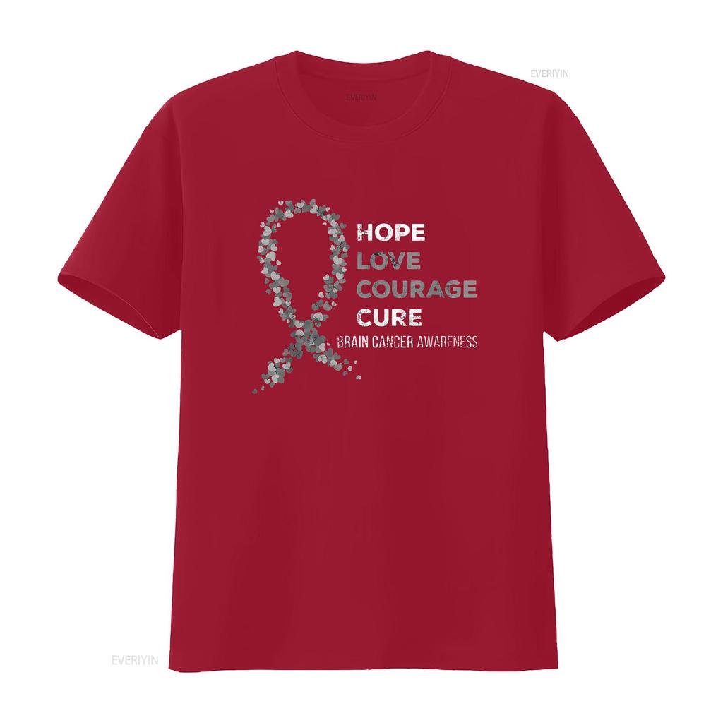 Womens Hope Love Courage Support Brain Cancer Awareness T Shirt Black 2X Large vintage Washed fashion Stretched homme Slightly