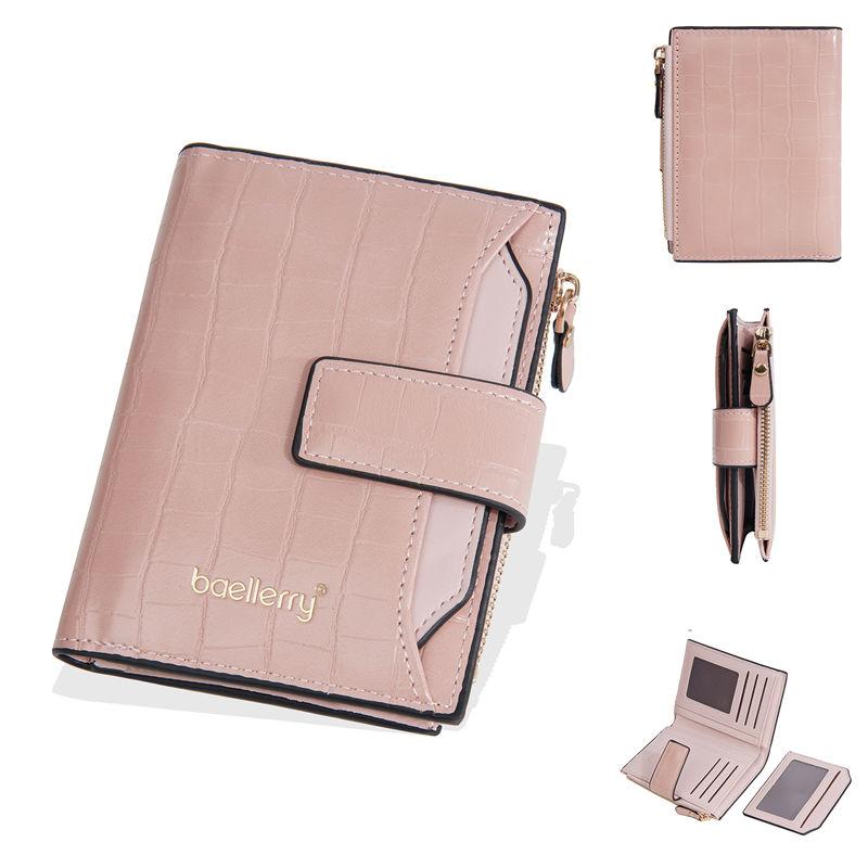

Baellerry Women Fashion Short Wallets Classic Hasp Bi-fold Purse Casual Card Holder Purses 10*12.5*2cm розовый