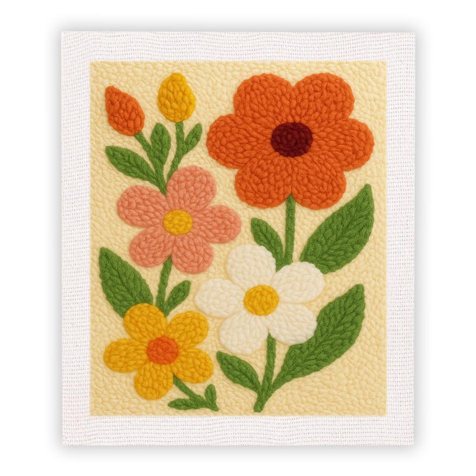 DIY Punch Needle Kits for Beginners Flower with Frame Embroidery Punch Needle Starter Craft Set Easy for Adults Diy Gift Home De