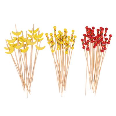 100Pcs Disposable Bamboo Cocktail Food Fruit Picks Wooden Toothp Party Supplies
