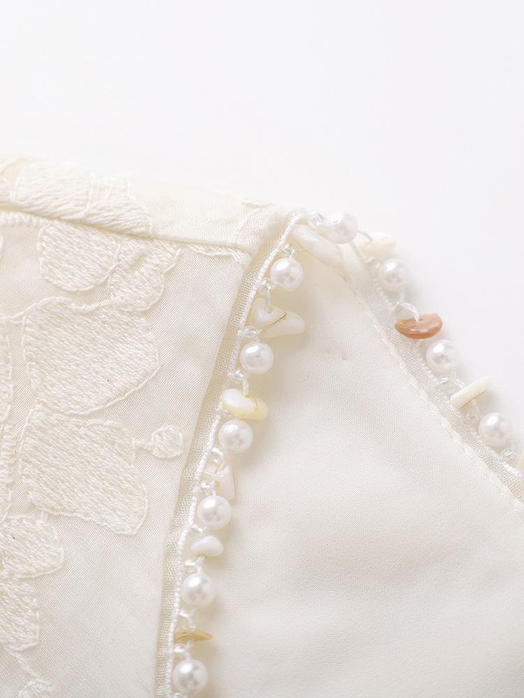 Tencel Cotton Short-Sleeved Embroidery Top + French Romantic Skirt Suit.