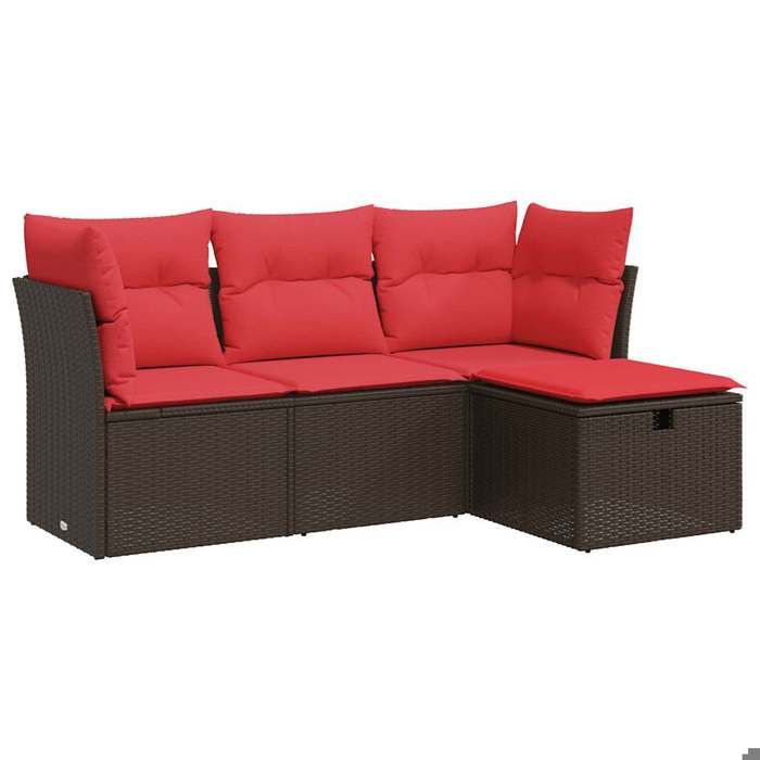 VidaXL Salon de jardin 4 pcs avec coussins marron résine tressée 3325260