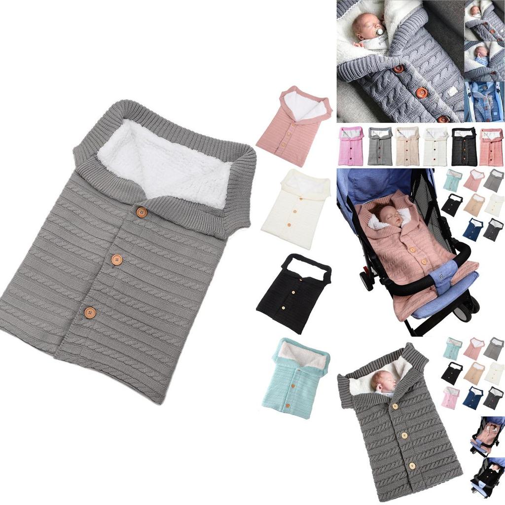 Newborn Baby Winter Wrap Warm Swaddle Blanket Knit Sleep Bag Sack Wrap Stroller
