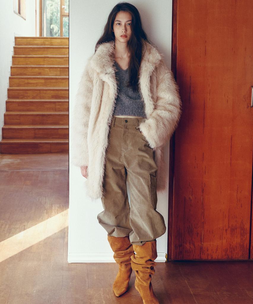 CITTA Classic Loose-Fit Cargo Corduroy Pants_Ctb560(Beige)