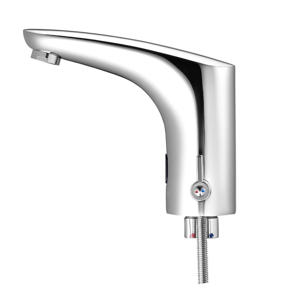 Touchless Bathroom Sink Faucet, Automatic Motion Sensor Restroom Toilet Faucet, Hands-Free Adjustable Cold Hot Single Handle Water Mixer Battery