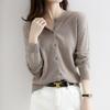 "Women's Loose Slim Knitted Cardigan Sweater - Versatile Round Neck Short Top"