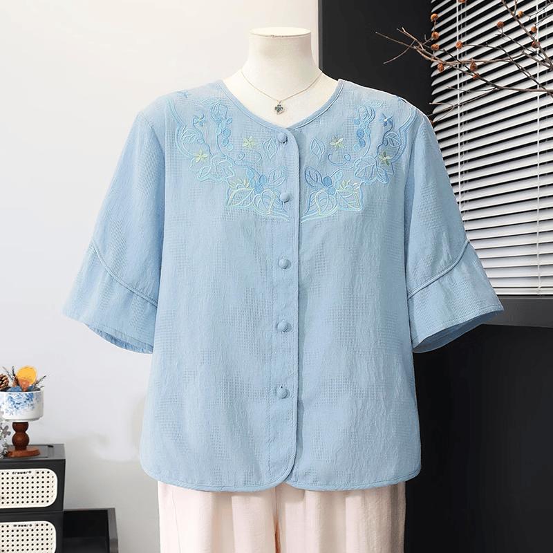 Women s Embroidered Summer Blouse XL