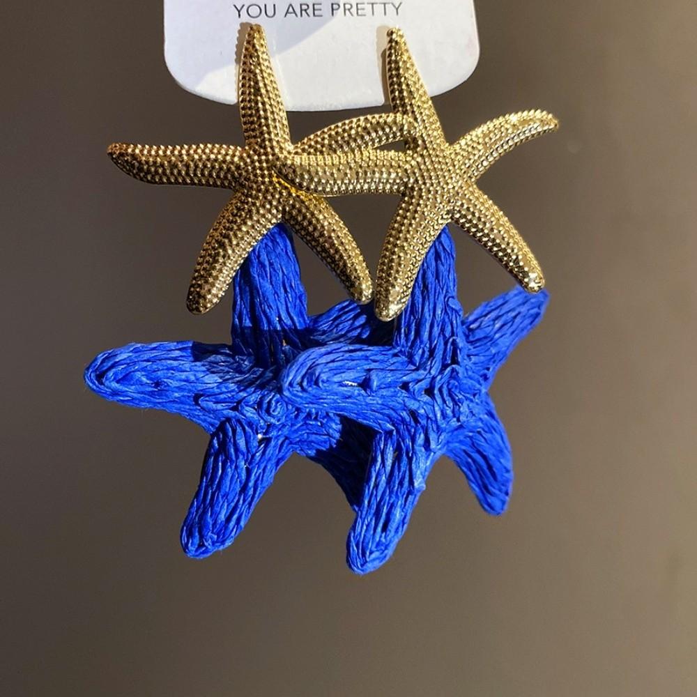 Raffia Grass Starfish Ear Pendant Elegant Star Dangle Earrings Unique Starfish Earrings Party