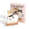 2026 Cartoon Dog Cat Card Insert Desk Calendar Monthly Planner With Wooden Base Desktop Decor For Monthly Schedule Organizer