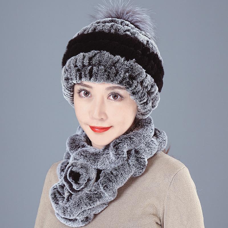 New Rex Rabbit Hair Hat Female Winter Mother Middle and Old Fur Hat Thickened Warm Rabbit Hair Plush Round Hat