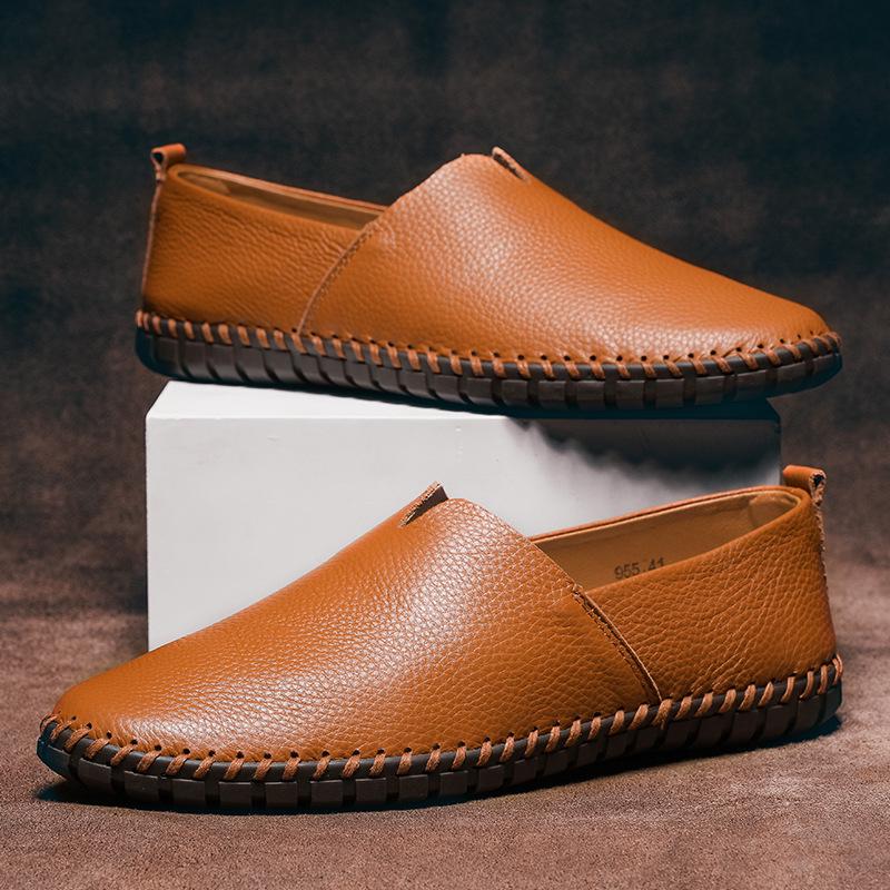 

Men s Trendy European & American Slip-On Leather Casual Driving Shoes - Breathable Low-Top, Large Sizes Available 38
