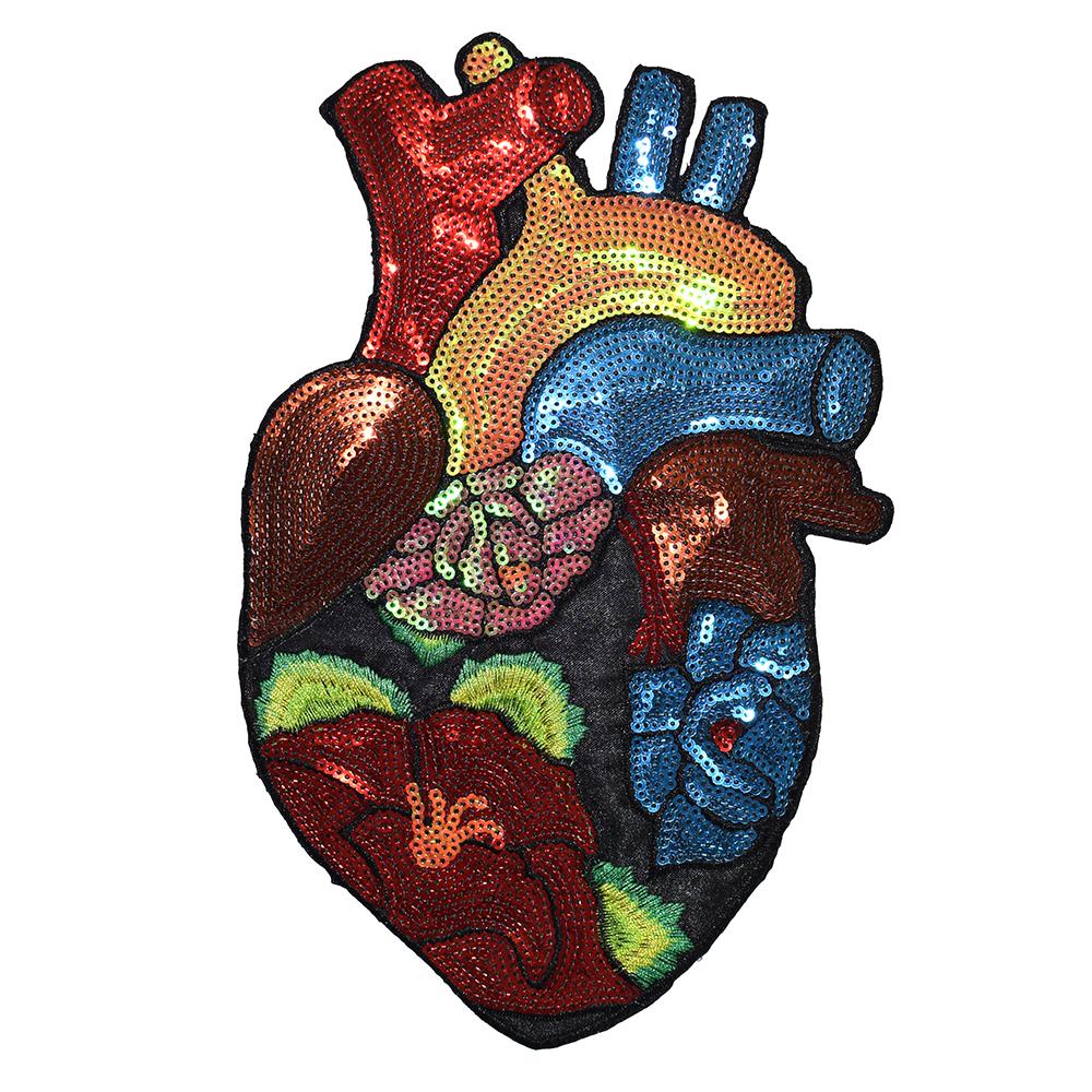 1Pcs Sequin Heart Embroidery Patch Repair Applique Clothing Decoration Accessories