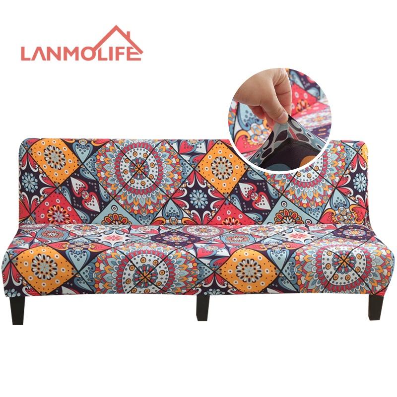 

LANMOLIFE Эластичный чехол для дивана-кровати без подлокотников, чехлы для регулируемых диванов-кроватей из спандекса с принтом, моющиеся складные чехлы для диванов M 155-185cm