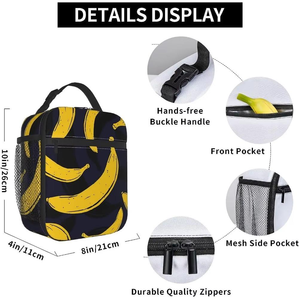 Pop Art Banana Lunch Bag for Men Women Tote Insulated Cooler Bags Reusable Thermal Lunch Box for College Work Office Picnic