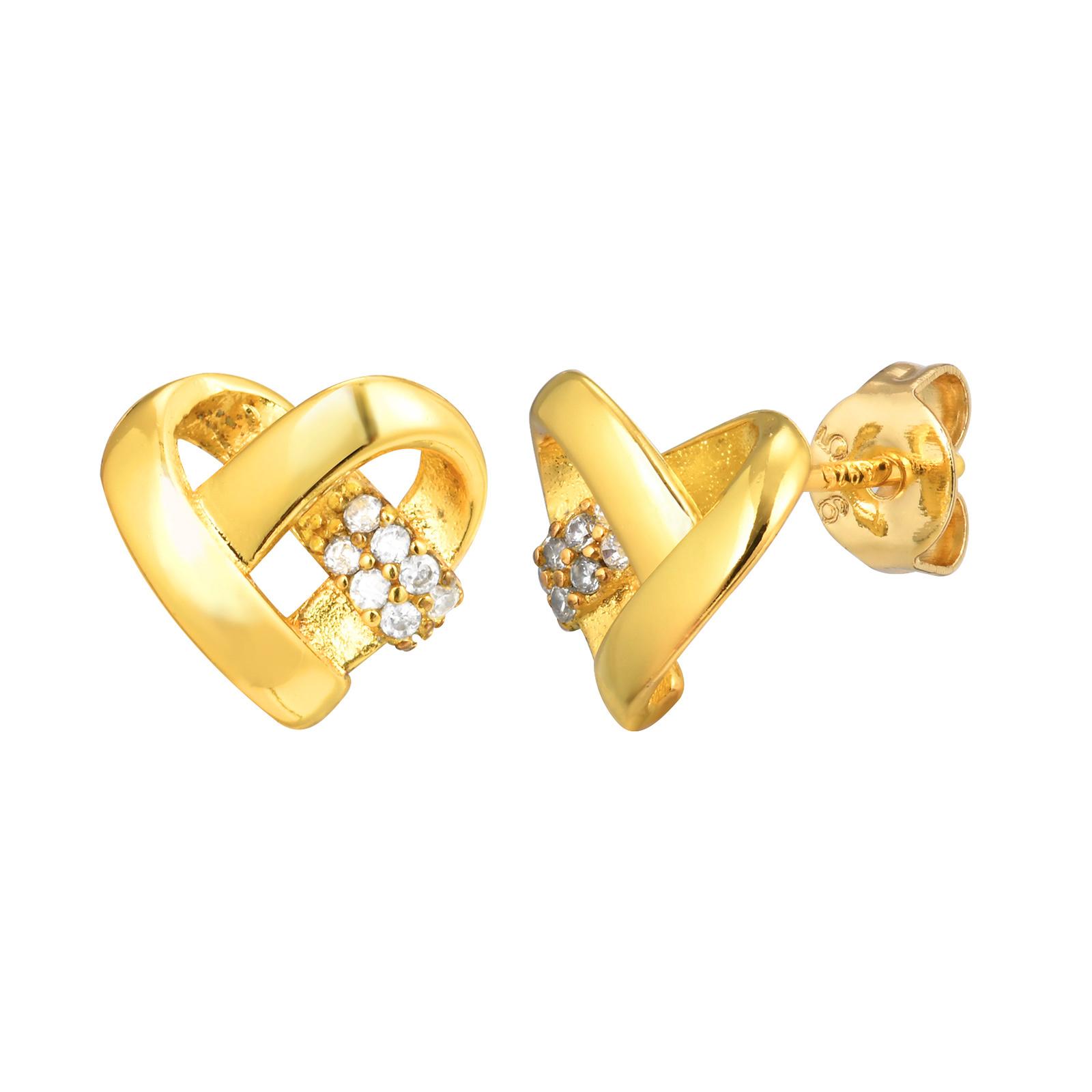 

Vnox Zircon Heart Shaped Earrings For Women Girls,Gold Plated Irregular Intersect Heart Stud Earrings,Elegant Ear Jewelry