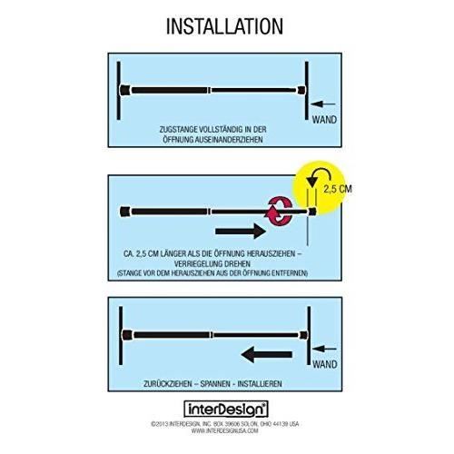 Barre de traction de rideau de douche - interdesign - cameo - pvc/polypropylène - noir - 190 x 4 cm