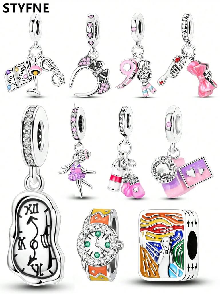 Charms Plata Copper Colors Butterfly Clip Boxing Gloves Bead Charm Pendant For Original Bracelet For Women Diy Jewelry Love Gift