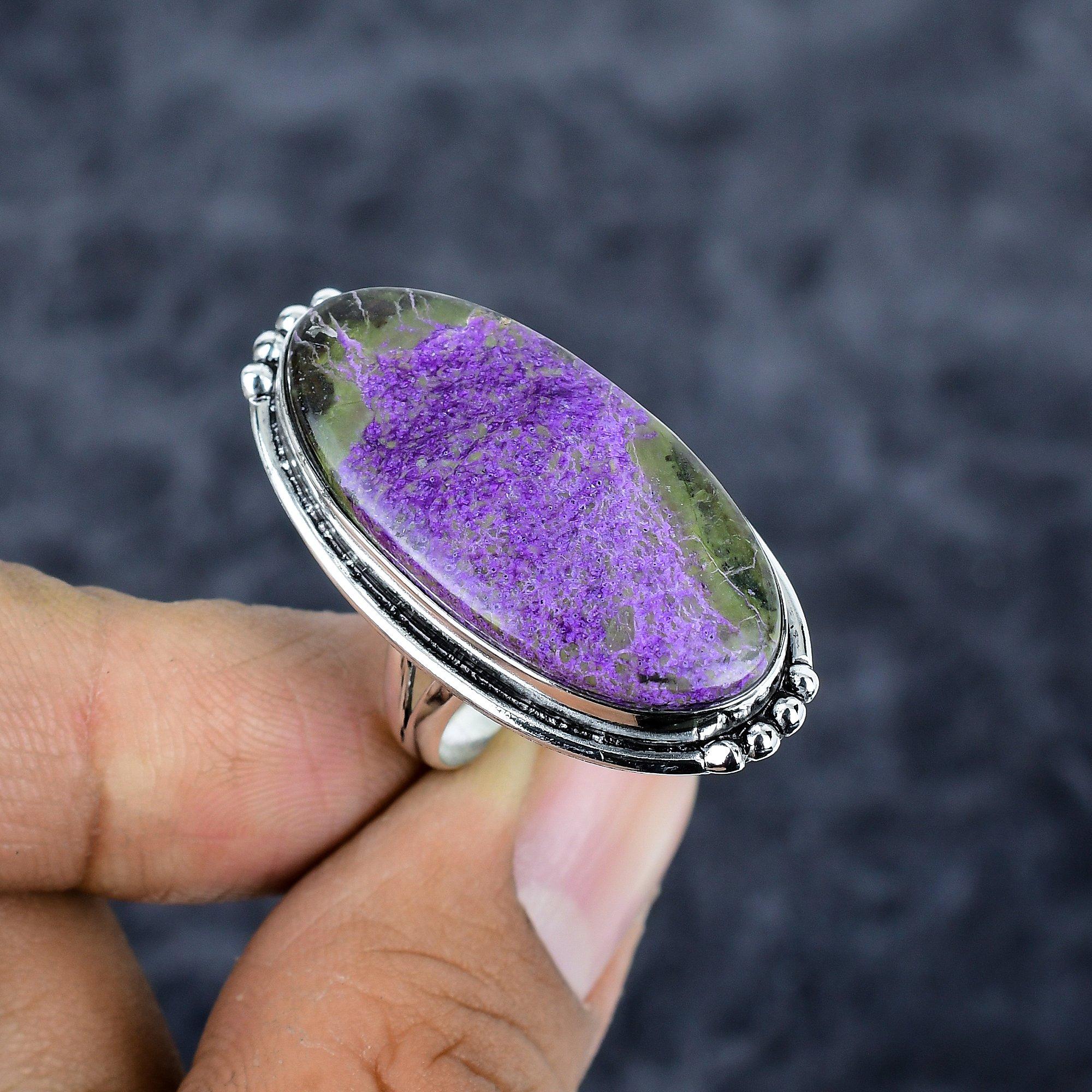 

Пурпурит Дорогоцінний Камінь Ручна Робота Срібло 925 проби Ювелірний Виріб Кільце Розмір 8 M-2799