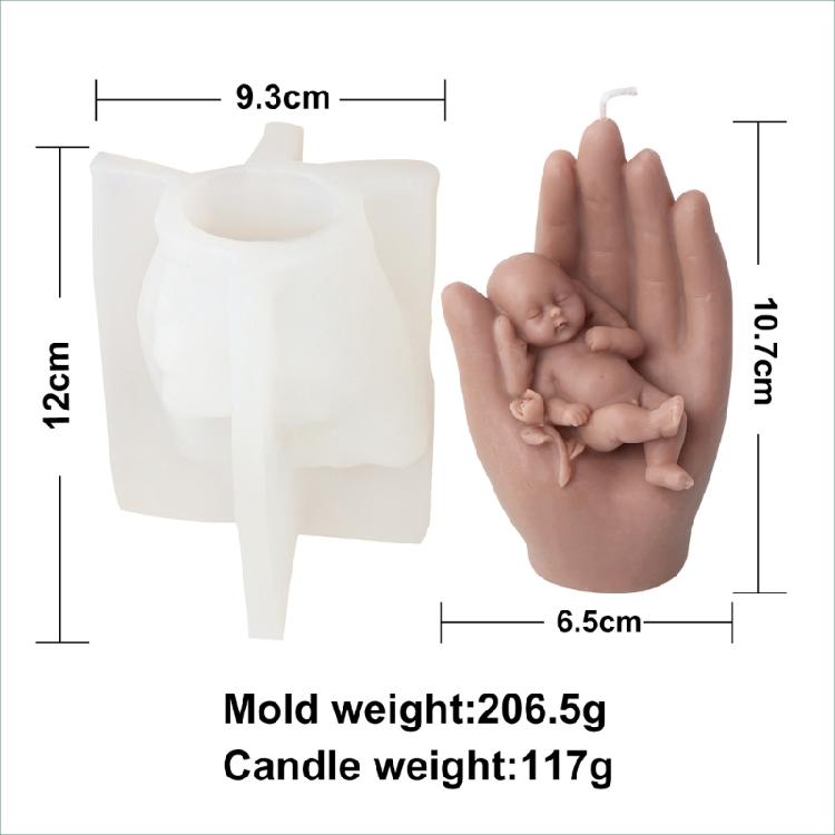 Baby in der Hand Kerzenform Schlafendes Baby Silikonform für DIY Seifen- und Kerzenherstellung