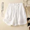 Summer Women Thin Elastic Waist Shorts Female Cotton Linen Casual Shorts Ladies Loose Wide-leg Short Pants