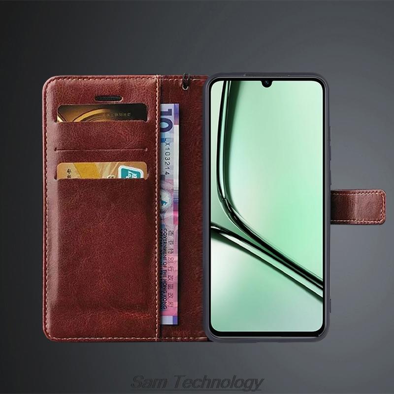 Etui na karty do OPPO Realme Note 60x Etui ze skóry PU z klapką Retro Portfel Etui na telefon Biznes Capa Fundas Coque