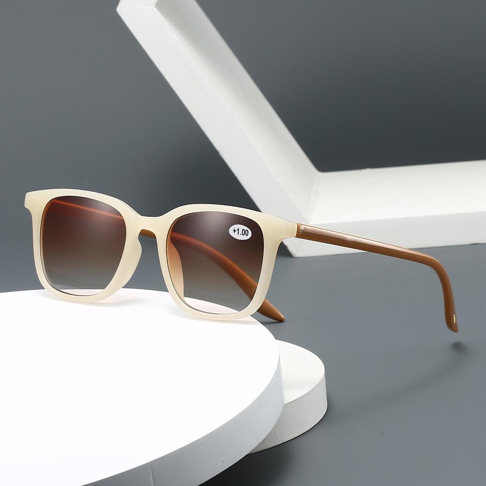New Tea-Coloured Uv-Protective Reading Glasses Women'S Ins Style Large-Frame Square Ultra-Light Reading Glasses Men Goggles