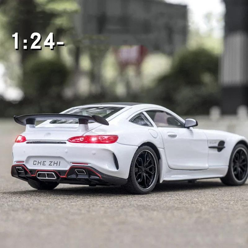1/24 BENZ GTR Legierungs-Automodell Hochsimulations-Diecasts-Spielzeug mit Ton und Licht Rückziehfahrzeuge Dekoration Spielzeug für Kinder Geschenk