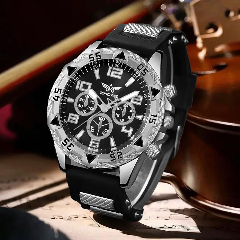 Silicone Strap Watch Fashion Casual Trend Men'S Quartz Watch Large Dial Business Men'S Watch